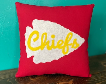 13" x 13" Red Canvas Arrowhead Chiefs Pillow- Custom Colors Available- Kansas City Chiefs-NFL-Playoffs-Football Decor-Sports Decor