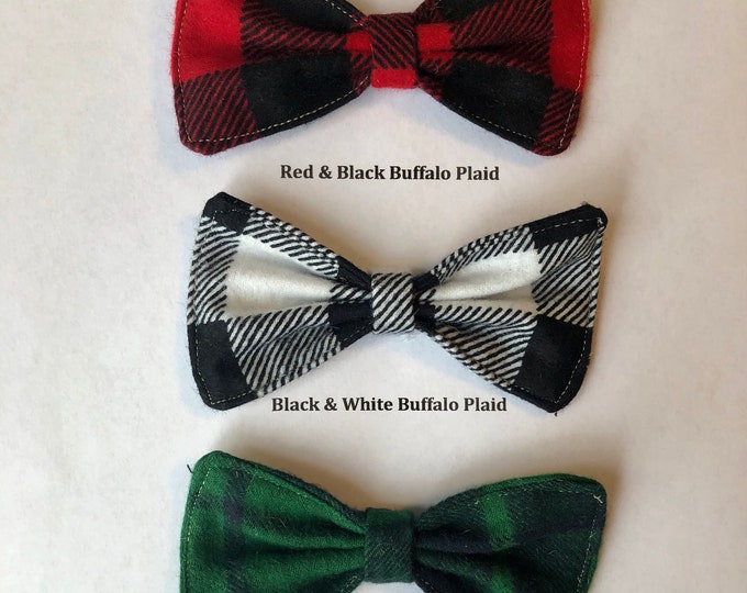 Fabric Bows-Two Sizes Available-Medium & Large-DIY Bow- DIY Hair Accessories-Craft Project Supplies-Green Plaid Fabric-Red and Black Buffalo