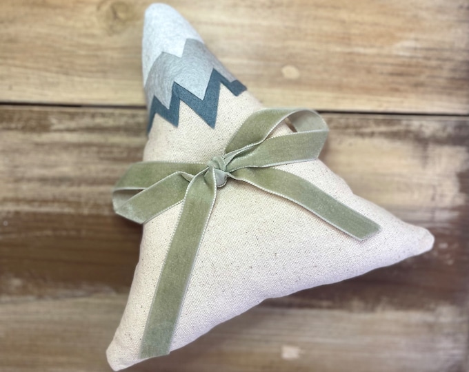 Mountain Ring Bearer Pillow-With Velvet Ribbon- Dusty Blue-Terracotta-Sage Green-Khaki- Three Sizes- Mountain Wedding- Modern Wedding