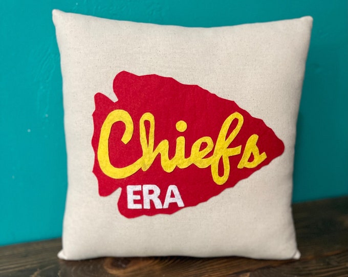 13" x 13" Natural Cotton Arrowhead Chiefs Pillow- Custom Colors Available- Kansas City Chiefs-NFL-Playoffs-Football Decor-Sports Decor