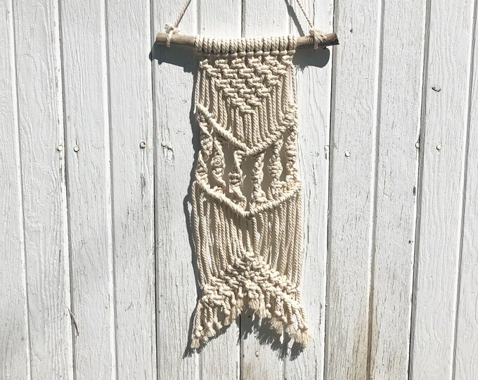 Macrame Wall Decor- Natural Cotton Cord & Weathered Wood- Boho/Bohemian Home Decor-Wall Hanging-Nursery/Office/Bedroom Decor