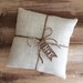 Off White Burlap Ring Bearer Pillow With Jute Twine and Burlap Tag- Personalize With Initials or wedding date- 3 Sizes-Rustic