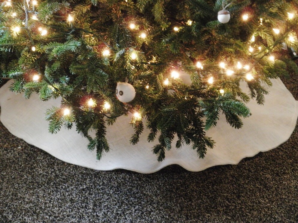 40 Off-white Burlap Christmas Tree Skirtmedium | Etsy