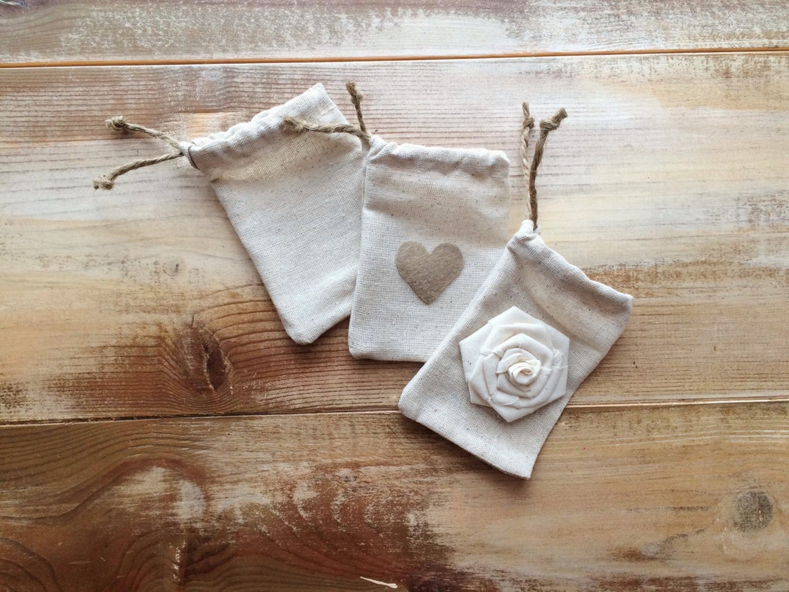 Set of 12natural Cotton Favor Bagscinch With Jute Twine3 Etsy