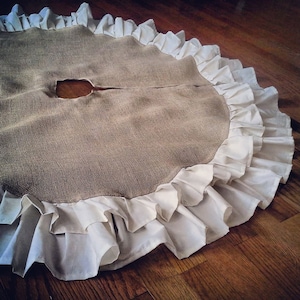 58 Double Ruffle Burlap Tree Skirt-Natural Burlap-Christmas-Country/Folk/Rustic Other Colors Available-Customize-Large Tree Skirt image 2