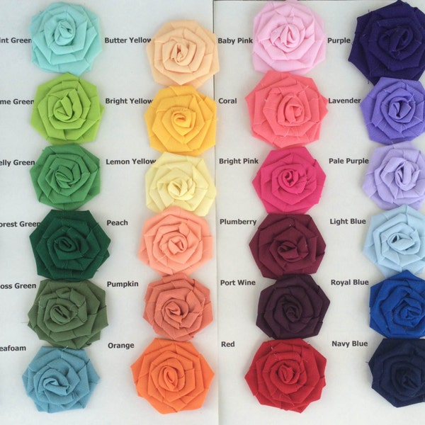 Cotton Rosettes-Choose Your Colors- 34 Colors Available- 3 Sizes Available-Weddings/DIY-Bulk Rosettes-Fabric Flowers-Roses