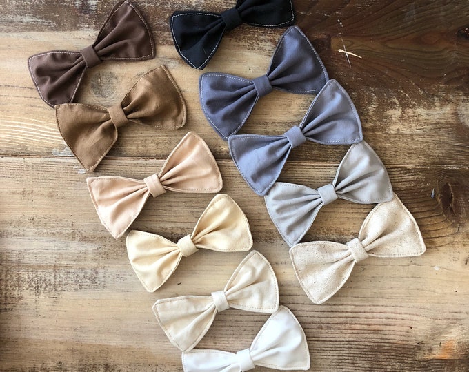 Fabric Bows-Two Sizes Available-Medium & Large-DIY Bow- DIY Hair Accessories-Craft Project Supplies-Neutral-Earth Tone-Nude-Brown-White-Gray