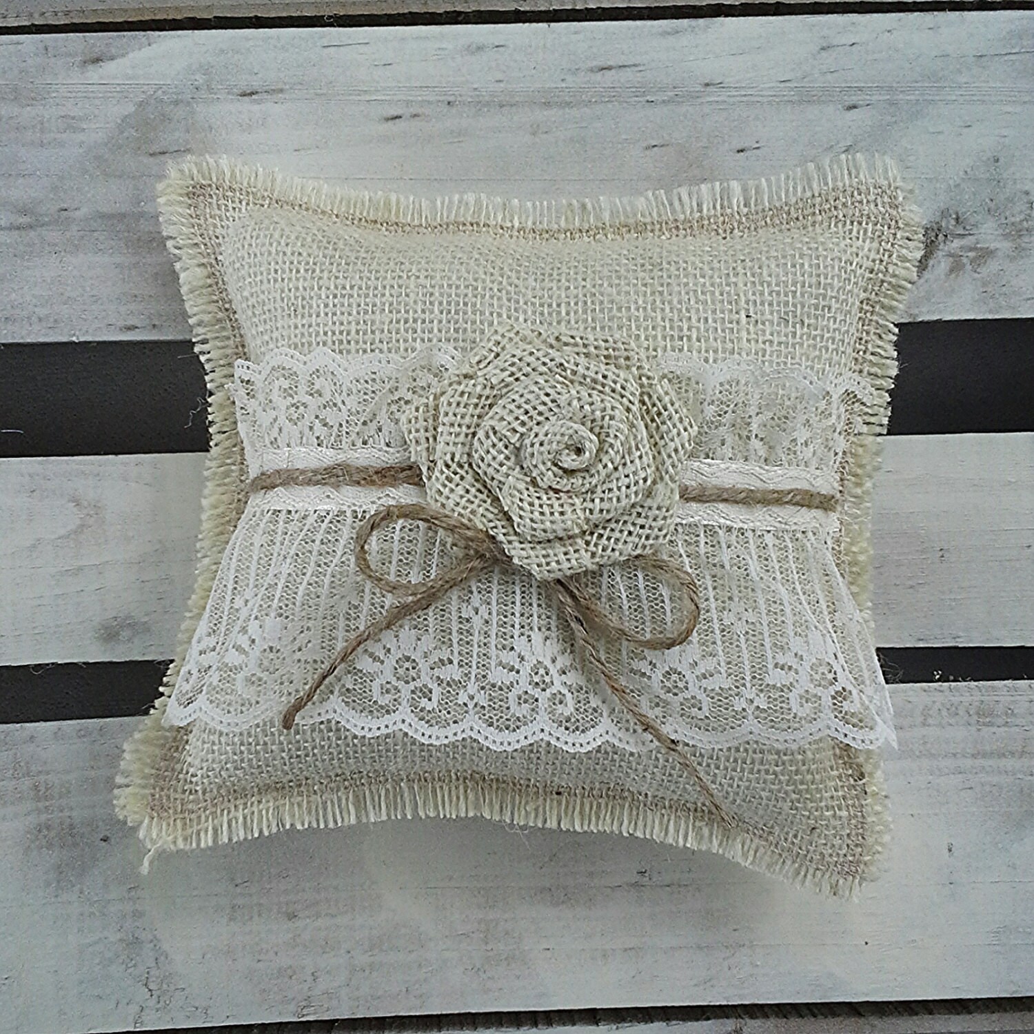 8 X 8 Burlap Ring Bearer Pillow With Lace & Etsy