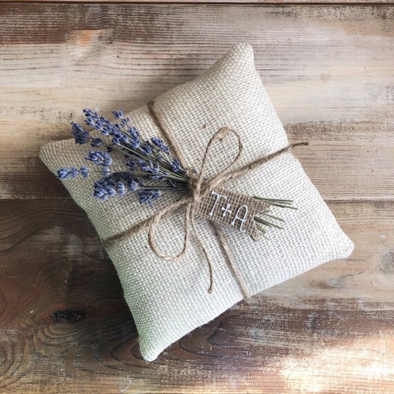 Off White Burlap Ring Bearer Pillow With Jute Twine And Burlap Etsy