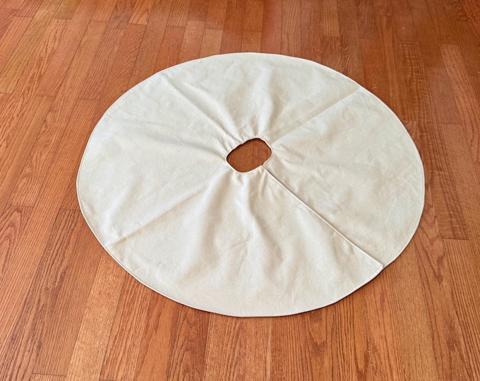 Natural Duck Canvas Christmas Tree Skirt- 3 Sizes- Blank Canvas for Children's Handprints, Painting, Crafting & DIY Holiday Projects
