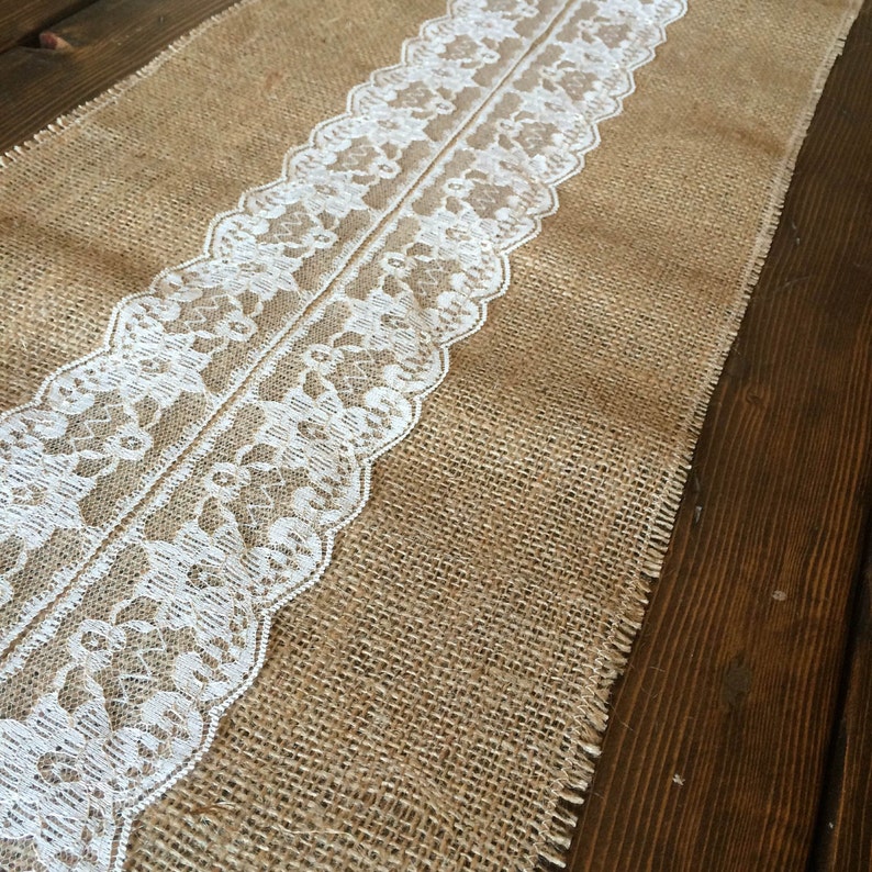 Burlap & Lace Table RunnerCream Lace Detail3 Burlap Colors Etsy