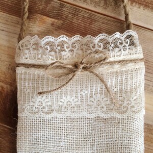 Burlap Flower Girl Bag W/ Cream Lace and Jute Twine Handle - Etsy