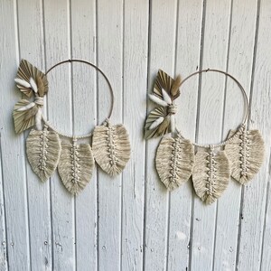 Bridesmaid Macrame Hoop with Dried Bunny Grass Eucalyptus or Natural Palm Spears TWO DESIGNS Available-Bouquet Alternative-Boho/Hippie image 8