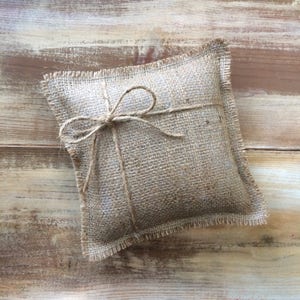 8" x 8" Natural Burlap Ring Bearer Pillow w/ Jute Twine - Rustic/Country/Shabby Chic/Folk-Barn Wedding-Beach Wedding-Minimalist