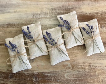 Sachets de coton naturel avec lavande séchée ou pétales de rose séchés-Mariage et cadeau de Noël-Rustique/Naturel-Fiançailles/Douche nuptiale-Mariage dans le jardin