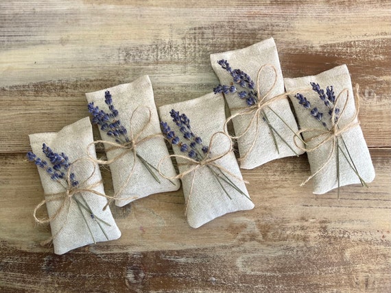 Natural Cotton Lavender Sachets- Sold Individually- Fragrant Aromatherapy Party Favors- Weddings, Bridal or Baby Shower Gift