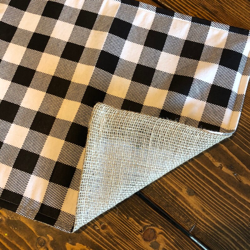 Buffalo Plaid & Burlap Placemats Black and White Check Lined Etsy