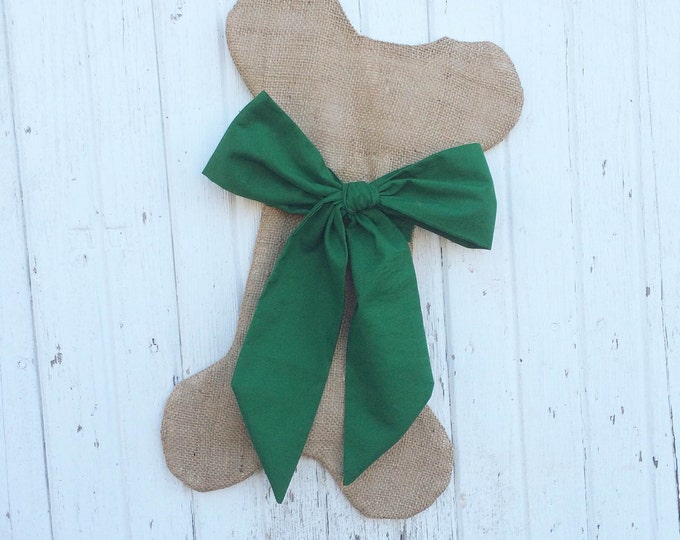 Burlap Dog Bone Christmas Stockings With Bow- For Her-Puppy/Dog Stocking-Choose Your Colors-Rustic/Shabby Chic/Natural-Red and Green