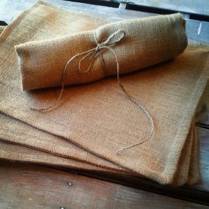 Set of 4 Burlap Placemats-Double Sided/Reversible 3 Burlap Colors Rustic/Country/Folk Decor-Woodland-Cabin Decor-Primitive image 2