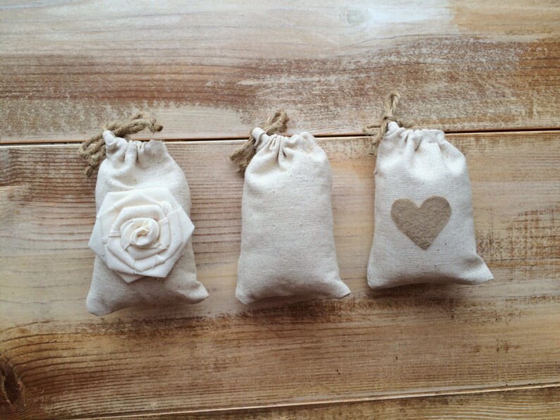 Set of 12natural Cotton Favor Bagscinch With Jute Twine3 Etsy