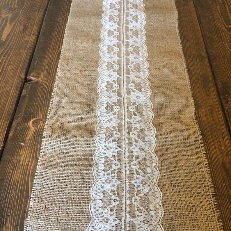 Burlap & Lace Table Runnercream Lace Detail3 Burlap Colors Etsy