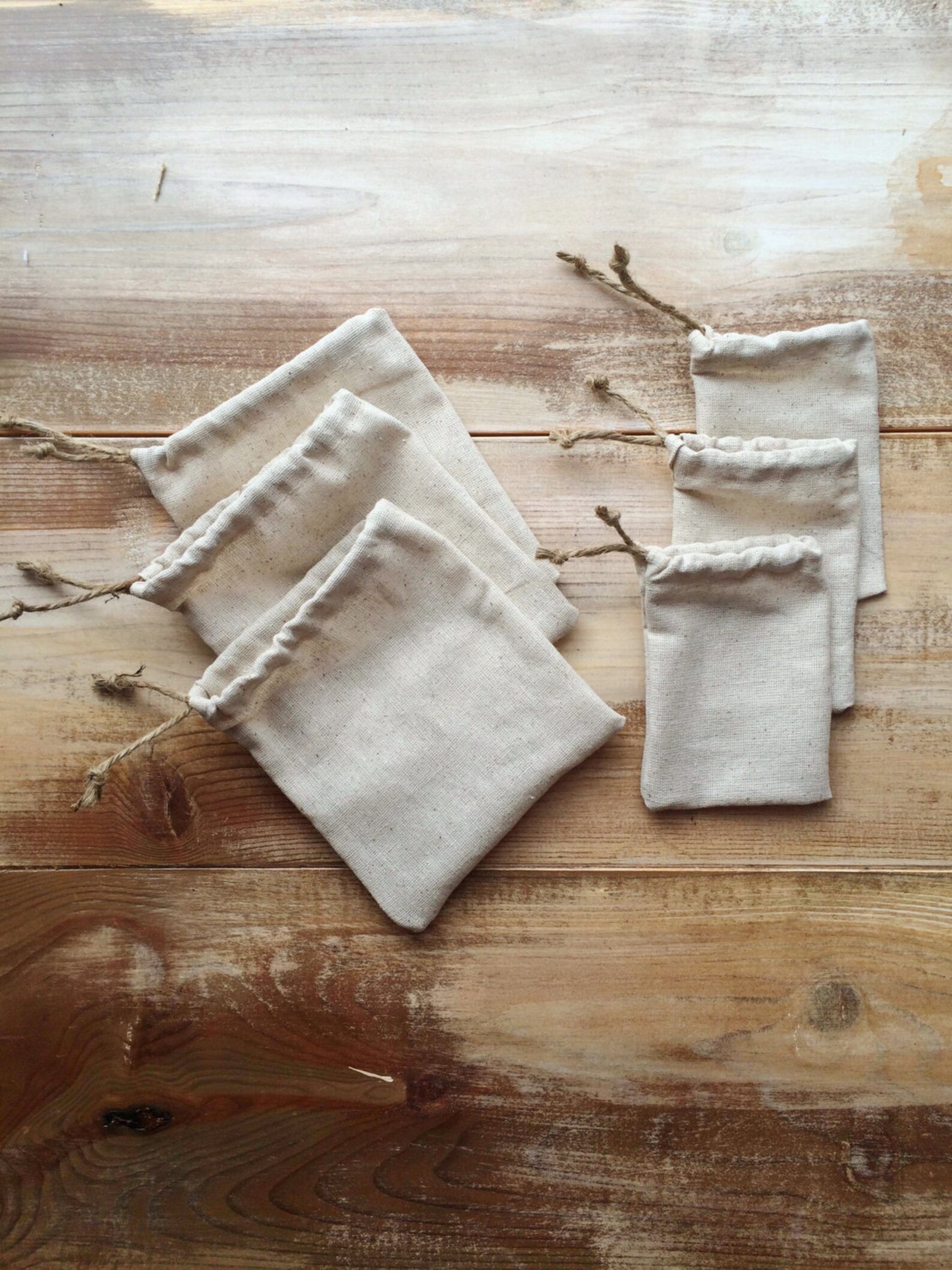 Set of 12natural Cotton Favor Bagscinch With Jute Twine3 Etsy