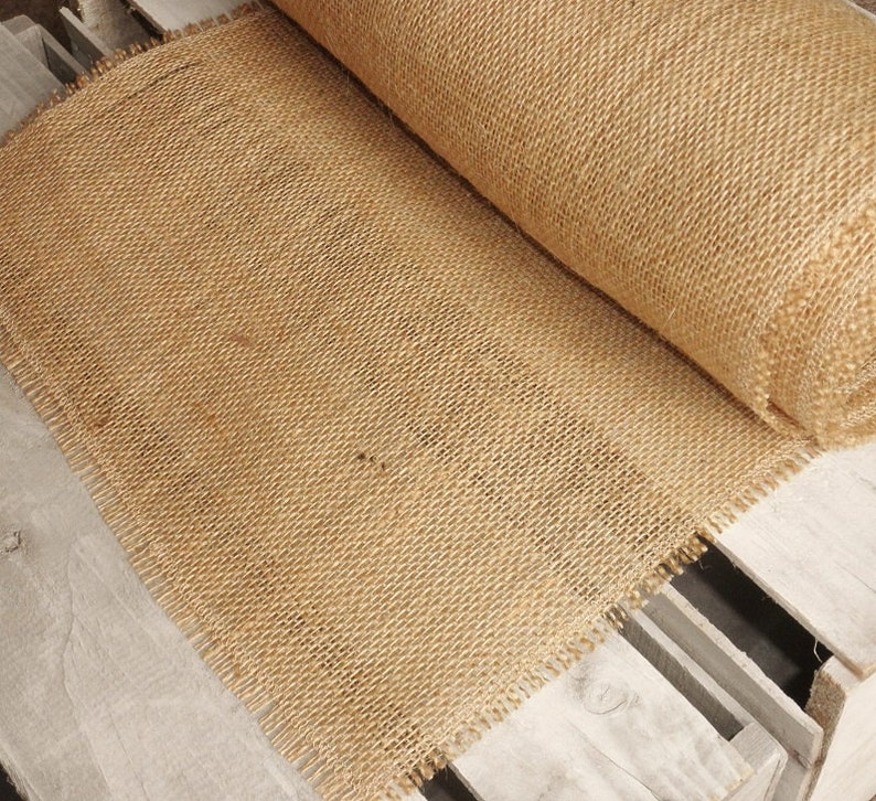 13 x 60 Basic Fringe Burlap Table Runner-3 Colors Available-Single Layer-Wedding/Country/Folk/Rustic-Party Table Decor Bild 1