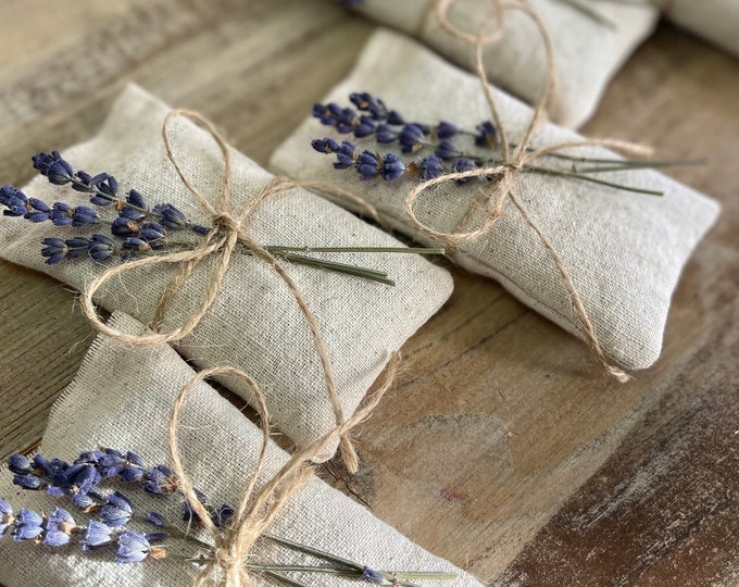 Natural Cotton Sachets With Dried Lavender or Dried Rose Petals-Wedding & Party Favor-Escort Card Holder-Bridal Shower-Wedding