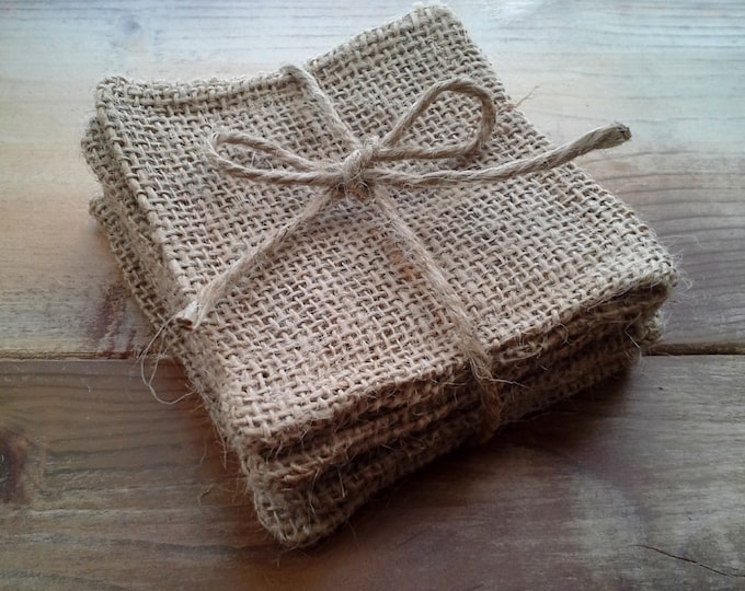 Set of 4-Burlap Coasters- 3 Colors Available-Rustic/Folk/Country-Natural-Farmhouse-Cabin-Country Home Decor-Hostess Gift-Housewarming Gift