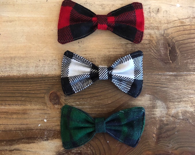 Fabric Bows-Two Sizes Available-Medium & Large-DIY Bow- DIY Hair Accessories-Craft Project Supplies-Green Plaid Fabric-Red and Black Buffalo