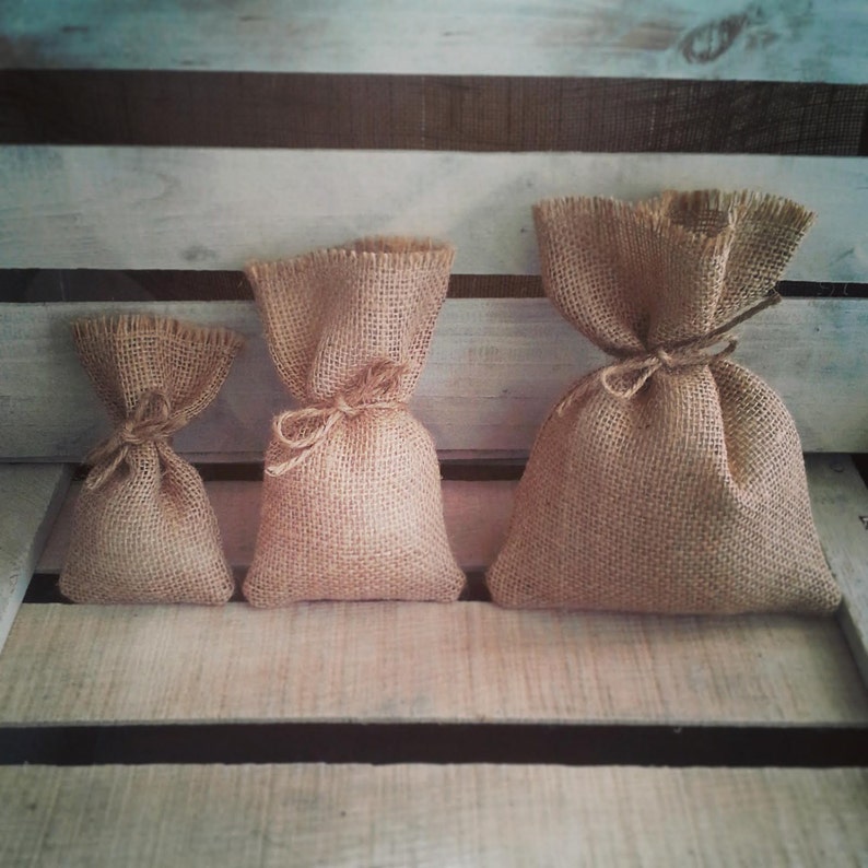 Set of 12 Small 3x6 Burlap Favor Bags w/ Jute Etsy