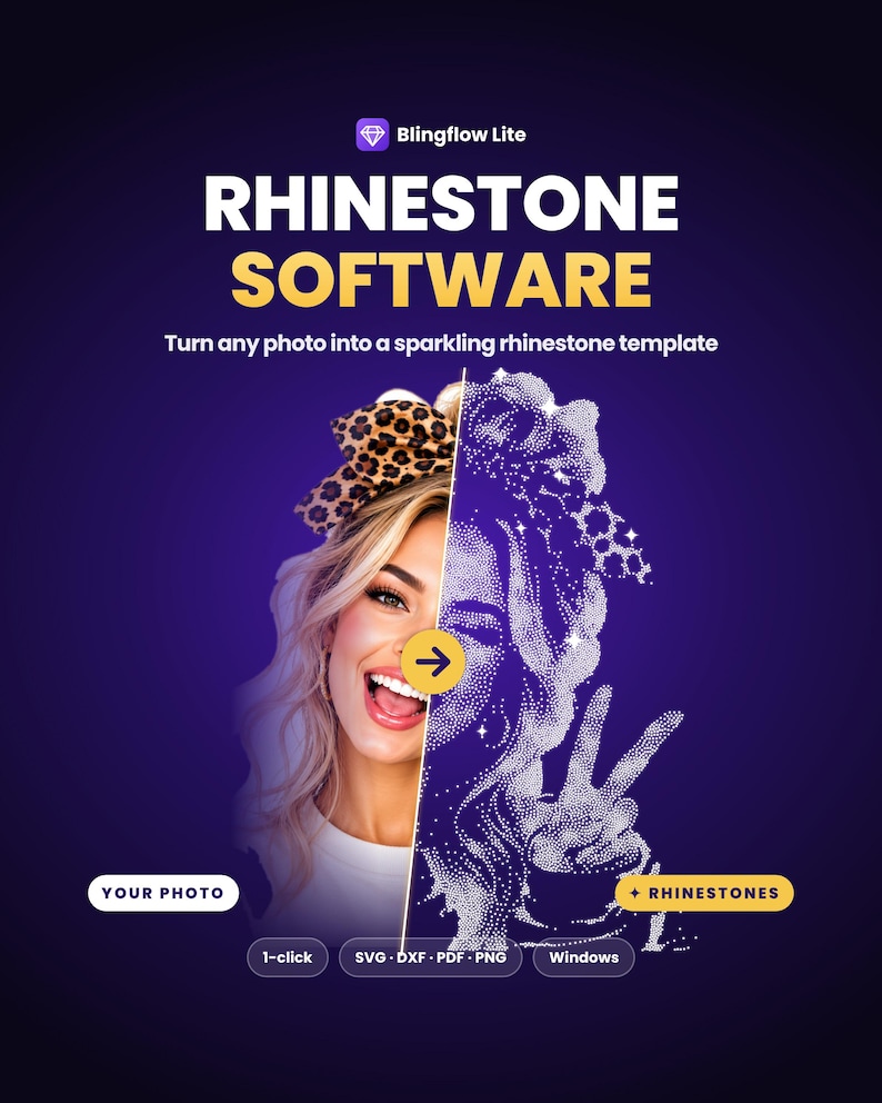 Rhinestone Template Maker Software for Windows | Photo, Logo & Name to Rhinestone SVG DXF PDF | Bling Shirt Design App | Works Offline