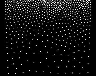 May include: A black rectangular sheet featuring a white rhinestone gradient pattern that is dense at the top and sparse at the bottom. Text reads: Total Rhinestones= 950, Stone size SS10 (0.130"): 950, Size = 11.957 x 11.690 inch.