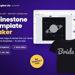 Rhinestone Template Maker Software for Windows | Photo, Logo & Name to Rhinestone SVG DXF PDF | Bling Shirt Design App | Works Offline
