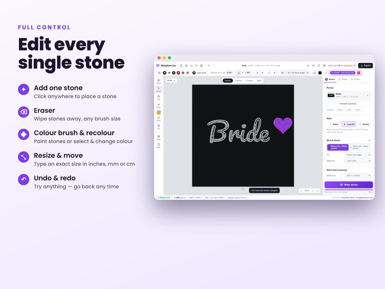 Rhinestone Template Maker Software for Windows | Photo, Logo & Name to Rhinestone SVG DXF PDF | Bling Shirt Design App | Works Offline