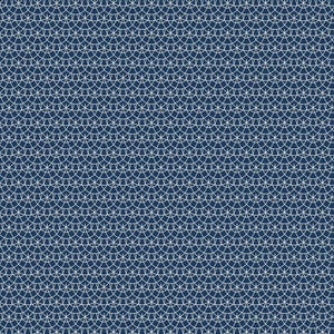 May include: A repeating pattern of white, semi-circular shapes on a dark blue background. The design creates a textured, wave-like effect. Suitable for various design applications, the pattern is a versatile design element.