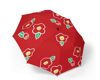 Japanese Pattern Automatic Folding Umbrella Windproof Compact Travel Umbrella One Touch Open Close Lightweight Portable Traditional Design