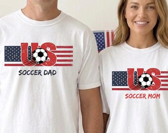 Camiseta vintage personalizada con la bandera de la selección de fútbol de EE. UU., camiseta retro Comfort Colors de la selección de fútbol de EE. UU., camiseta de fútbol para mamá y papá, regalo para aficionados al fútbol, regalo de la selección de fútbol de EE. UU.
