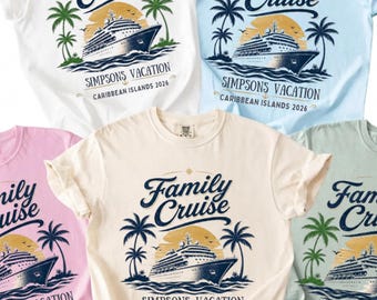 Camiseta Comfort Colors® para cruceros familiares, camisetas personalizadas para vacaciones familiares, camiseta a juego personalizada para cruceros de verano, camisetas para viajes en grupo.