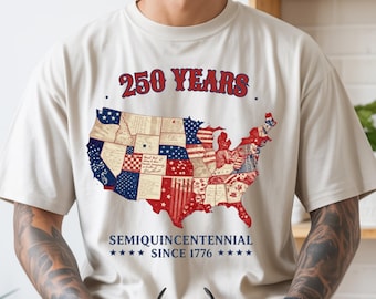 Camiseta Retro America 250 Years Map, Camiseta Comfort Colors® Patriotic 4th of July, Camiseta Celebrate 250th Anniversary Semiquincentennial USA,