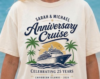Camiseta Comfort Colors® personalizada para crucero de aniversario, camiseta de aniversario personalizada, regalo de aniversario de boda, camiseta para la tripulación del crucero de aniversario