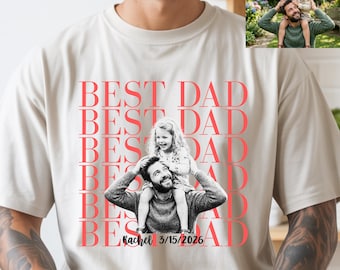 Camiseta Comfort Colors® personalizada con foto vintage para papá, camiseta personalizada para el Día del Padre con foto de los niños, camiseta personalizada para el mejor papá, regalo para papá primerizo