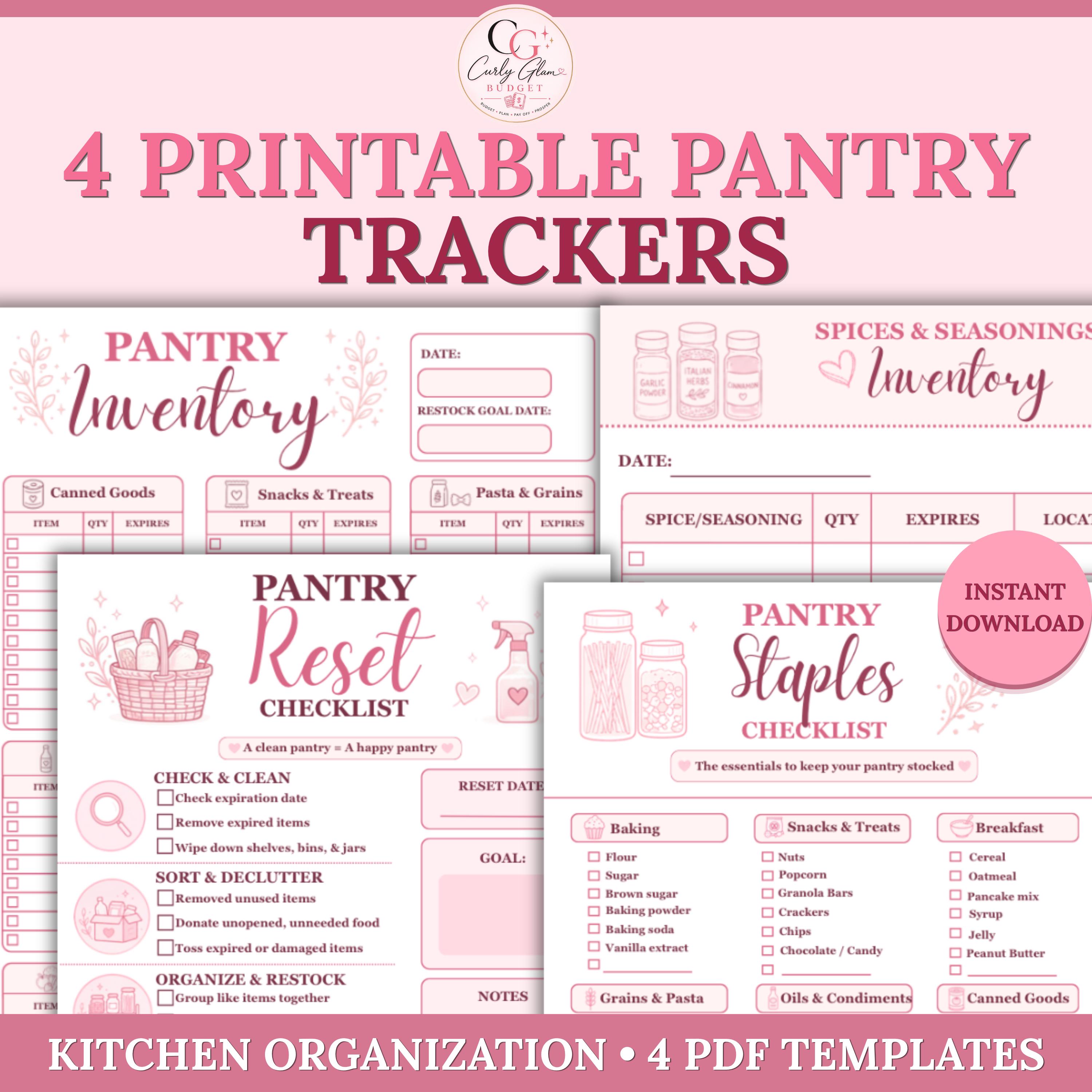Pantry Inventory Bundle Printable Pantry Staples Checklist Kitchen Organization PDF