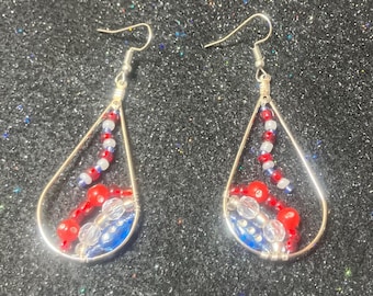 Red white and blue patriotic earrings
