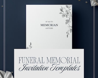 Funeral Memorial Invitation Bundle | 4 Editable Canva Templates | Instant Download