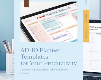 ADHD Planner Bundle | 4 Editable Canva Templates | Instant Download