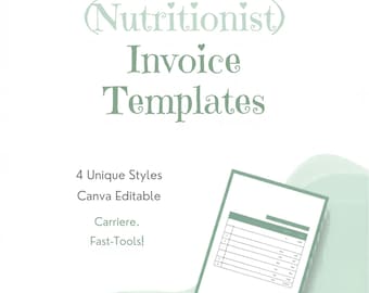 Nutritionist Invoice Bundle | 4 Editable Canva Templates | Instant Download