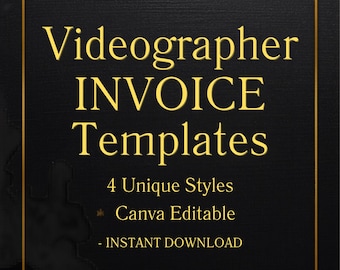 Videographer Invoice Bundle | 4 Editable Canva Templates | Instant Download