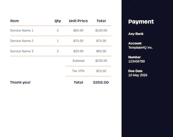 Freelance Invoice Template PDF | Editable Invoice for Photographers Designers Creatives | Instant Download
