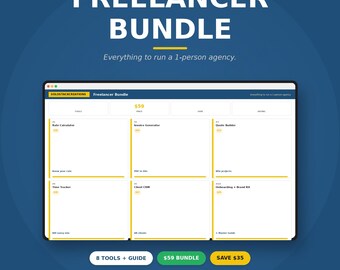 Paquete de herramientas para emprendedores individuales / Calculadora de tarifas, facturación, CRM, kit de marca (7 herramientas)